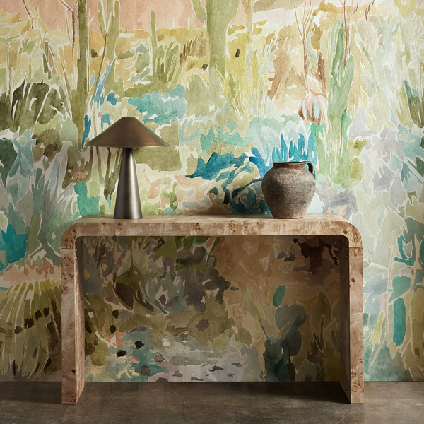 Saltillo Grounded/Succulent/Haze Wallpaper by Harlequin