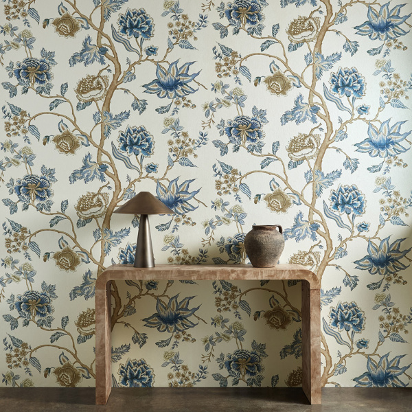 Indienne Indigo/Birch Wallpaper by Harlequin