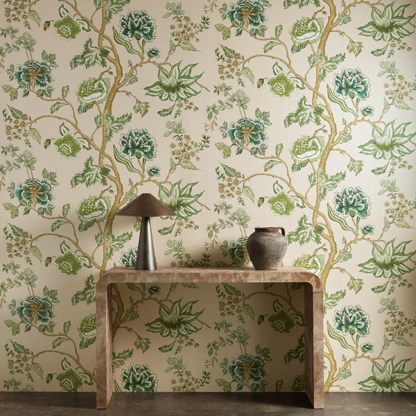 Indienne Blush/Forest Wallpaper by Harlequin