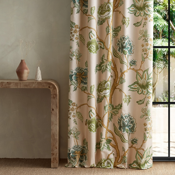 Indienne Blush/Forest Fabric by Harlequin