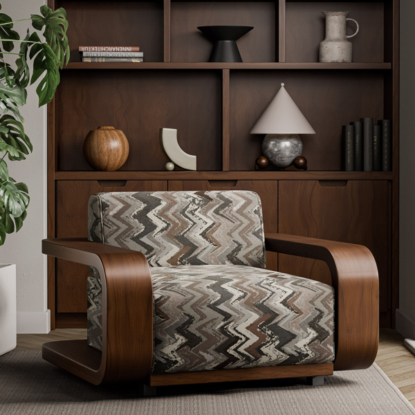 Kilim Birch/Charcoal Fabric by Harlequin