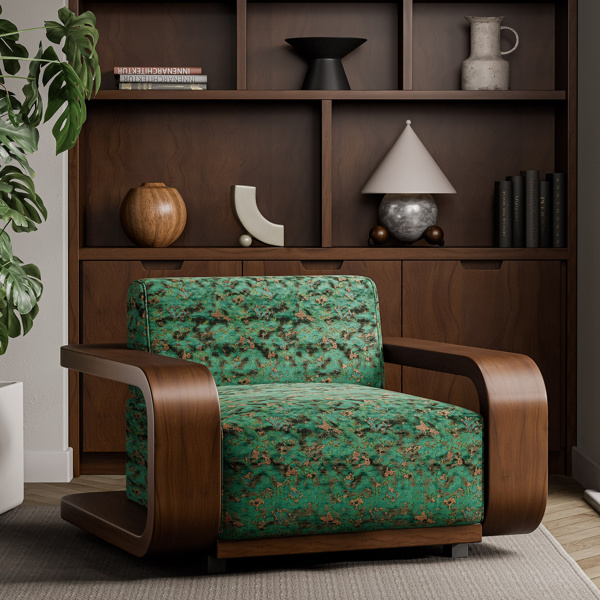 Derain Emerald/Paprika Fabric by Harlequin