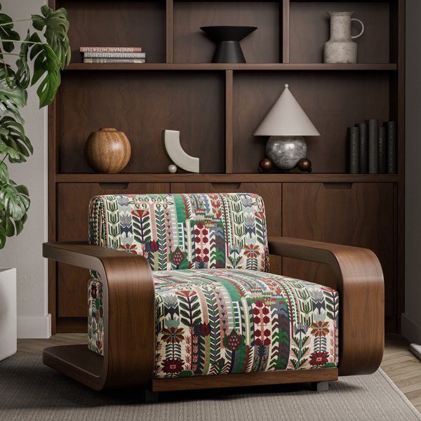 Kuparr Indigo/Maroon Fabric by Harlequin