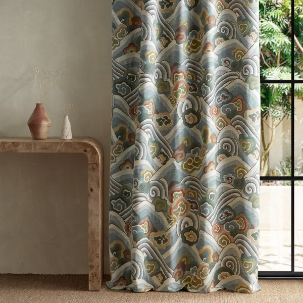 Kanagawa Terracotta/Azul Fabric by Harlequin