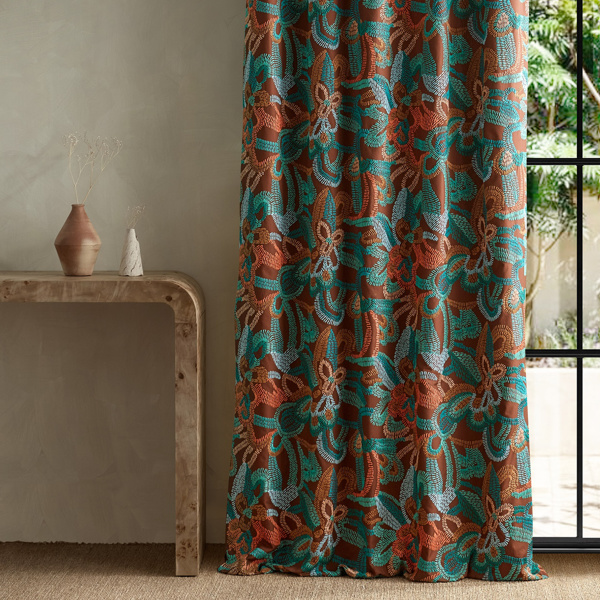 Ania Burgandy/Spice/Turquoise Fabric by Harlequin