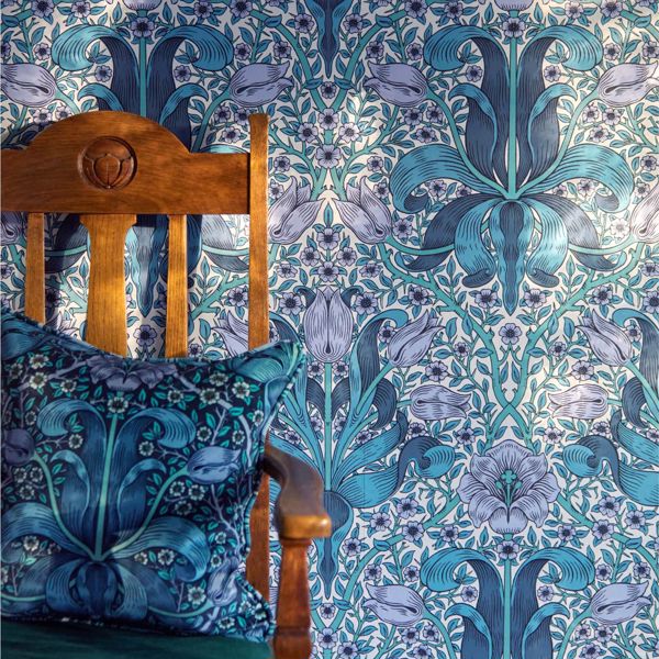 Spring Thicket Indigo/Lilac Wallpaper by Morris & Co