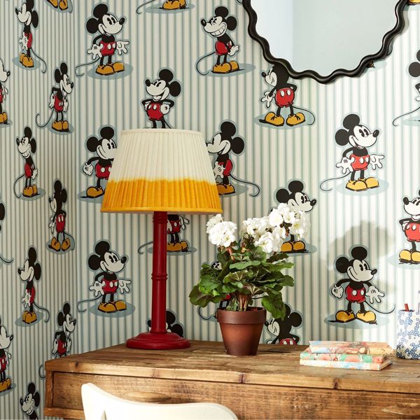 Mickey Stripe Peanut Wallpaper by Sanderson
