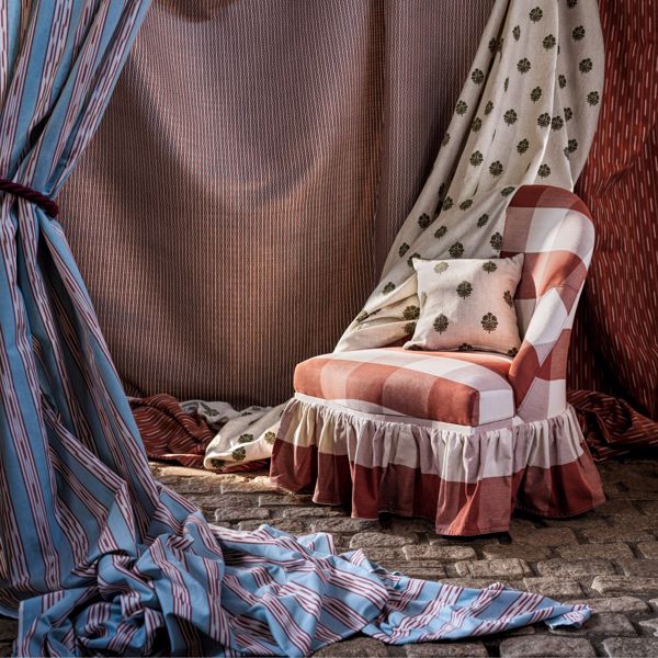 Madras Check Madder Fabric by Sanderson