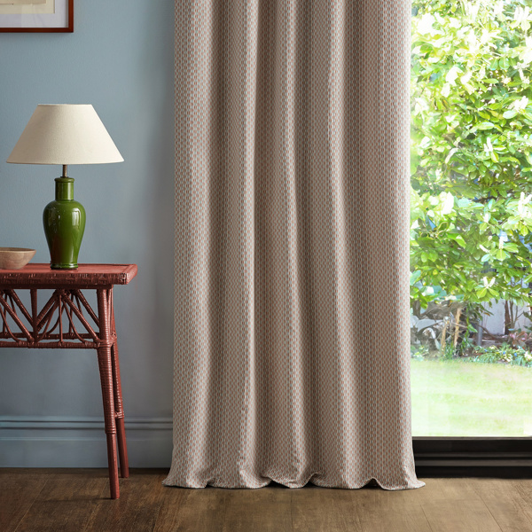 Batak Check Coral/Mineral Fabric by Sanderson