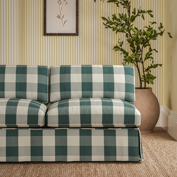 Madras Check Teal Fabric by Sanderson
