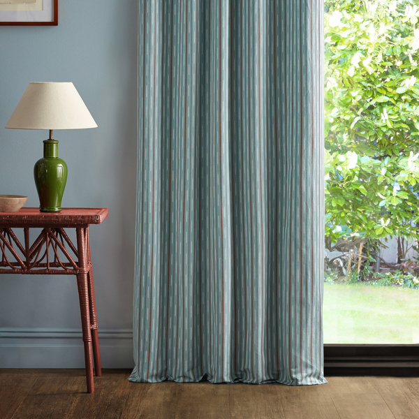 Sabu Stripe Porcelain/Coral Fabric by Sanderson
