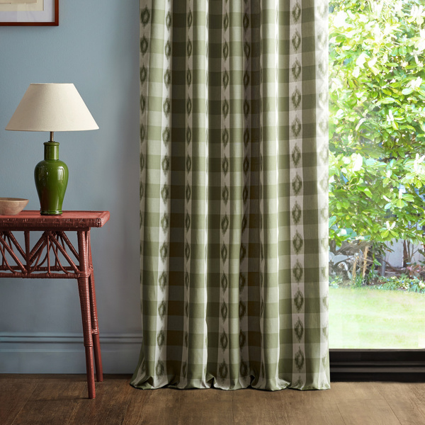 Odisha Check Yew Green Fabric by Sanderson