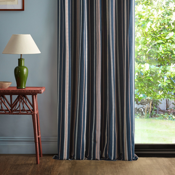 Latimer Stripe Indigo/Madder Fabric by Sanderson