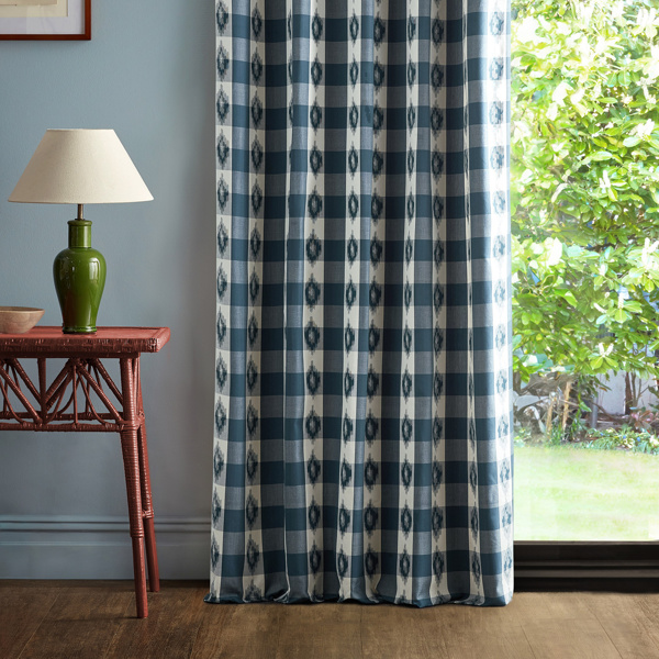 Odisha Check Indigo/Madder Fabric by Sanderson