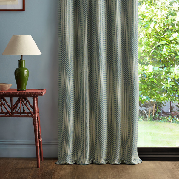 Batak Check Avocado/Indigo Fabric by Sanderson