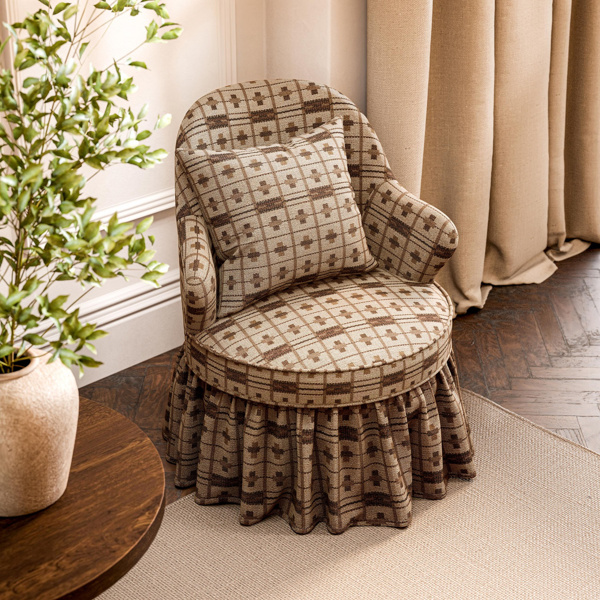 Cotswold Check Linen/Muntjac Fabric by Sanderson