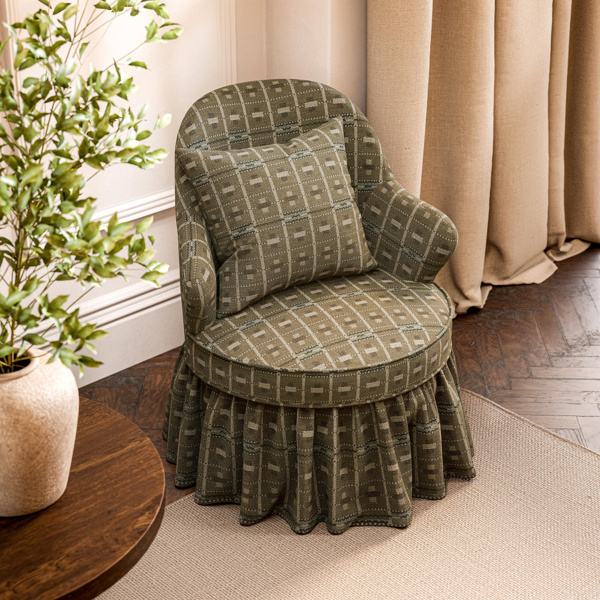 Cotswold Check Moss/Mineral Fabric by Sanderson