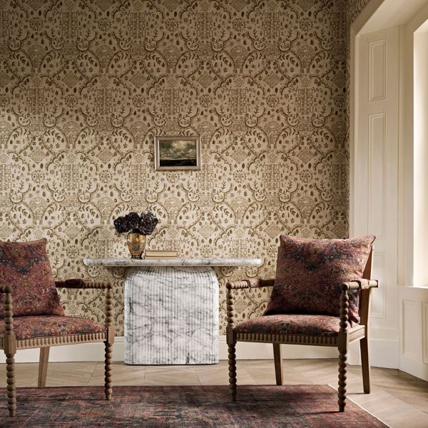 Brantwood Wool Madder/Jodphur Blue Fabric by Sanderson