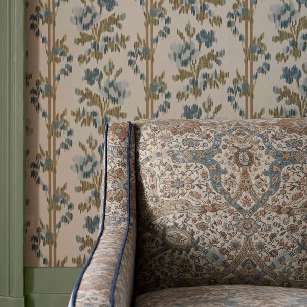 Brantwood Wool Stone/Mineral Blue Fabric by Sanderson