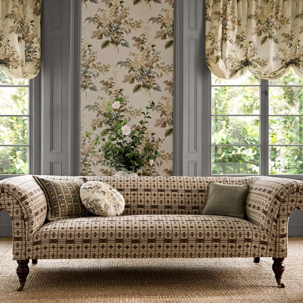Cotswold Check Linen/Muntjac Fabric by Sanderson