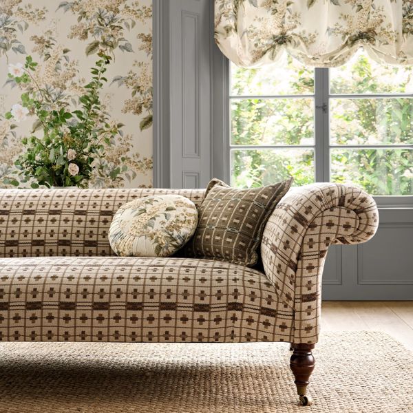Cotswold Check Moss/Mineral Fabric by Sanderson