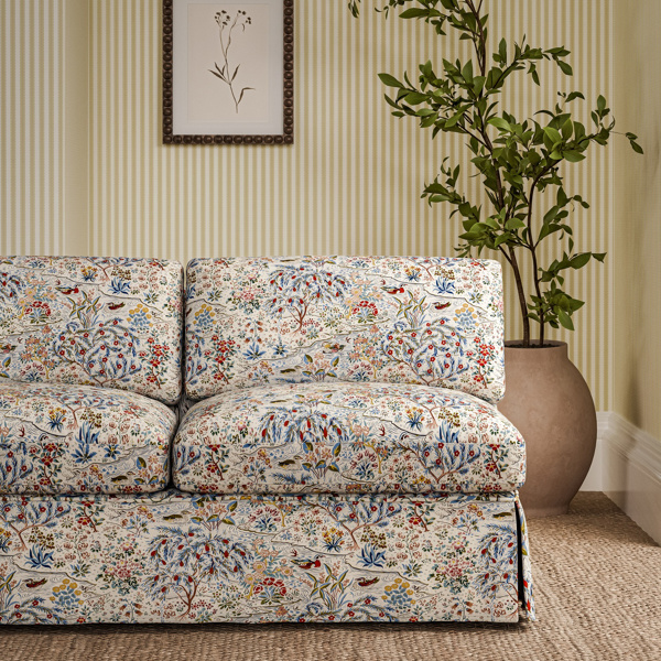 Moat Birds Blue Clay/Mallow Fabric by Sanderson