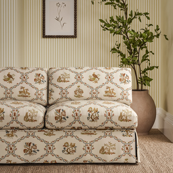 Partridge & Pear Porcelain/Blossom Fabric by Sanderson