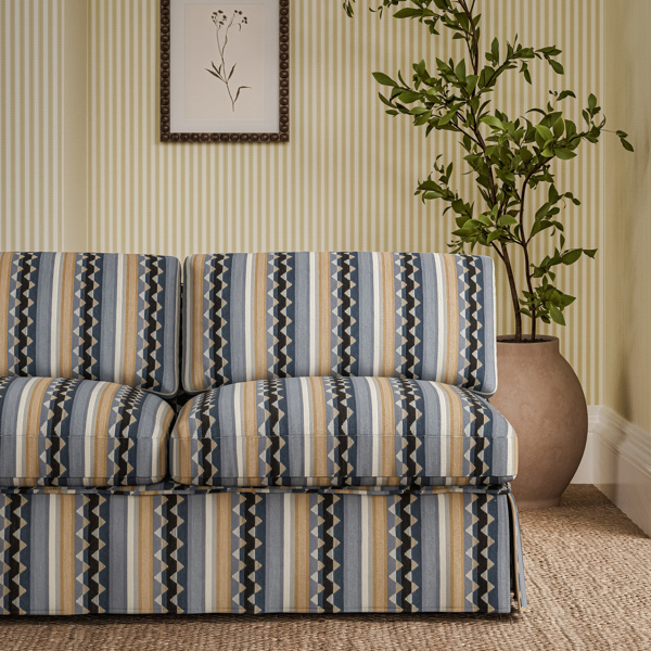 Lutley Stripe Porcelain/Blossom Fabric by Sanderson