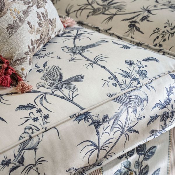 Paradise Woods Toile Woad Fabric by Sanderson
