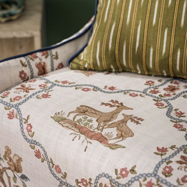 Partridge & Pear Porcelain/Blossom Fabric by Sanderson