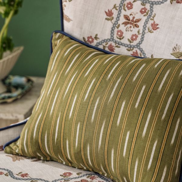 Sabu Stripe Olivine/Gold Fabric by Sanderson