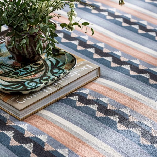 Lutley Stripe Porcelain/Blossom Fabric by Sanderson