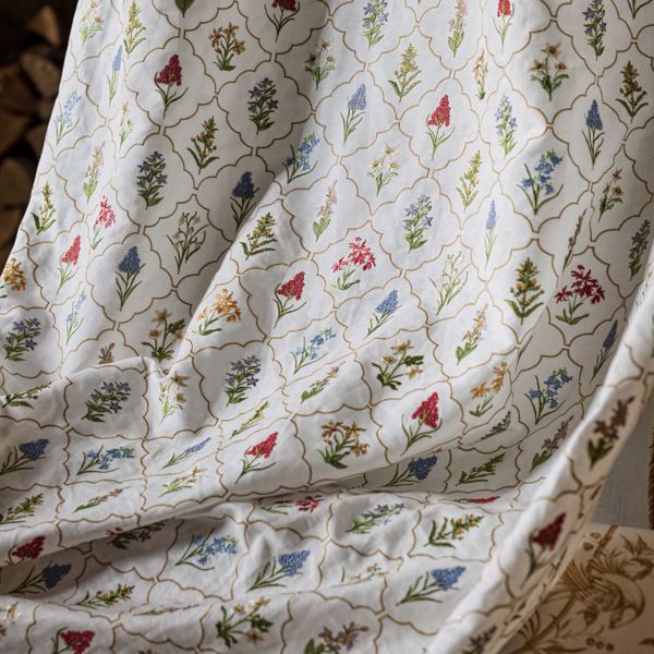 Spring Meadow Embroidery Chintz Fabric by Sanderson