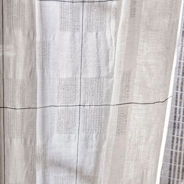 Oceana Check Seaspray White Fabric by Sanderson