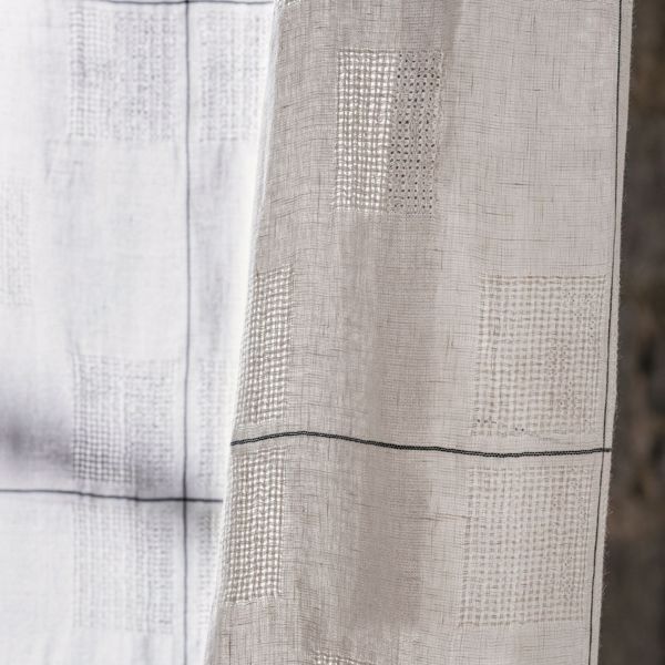 Oceana Check Seaspray White Fabric by Sanderson