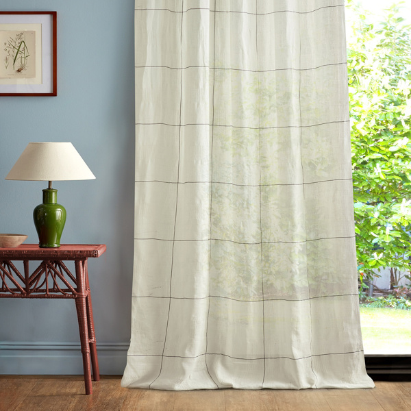 Oceana Check Seaspray White Fabric by Sanderson