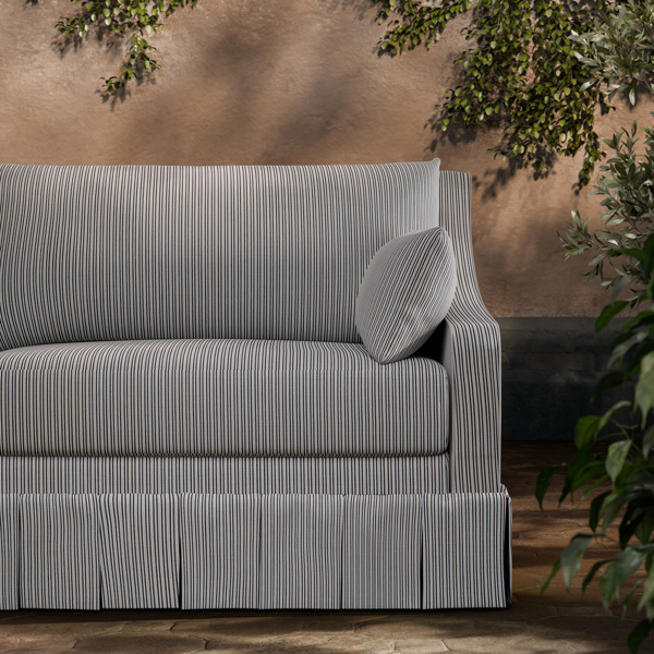 Apron Stripe Stone/Denim Fabric by Zoffany