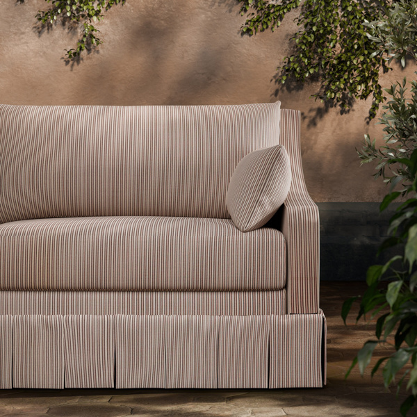 Apron Stripe Chalk/Tuscan Pink Fabric by Zoffany