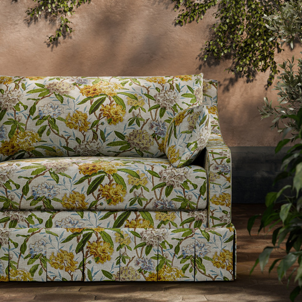 Azalea Path Primrose/Evergreen Fabric by Zoffany
