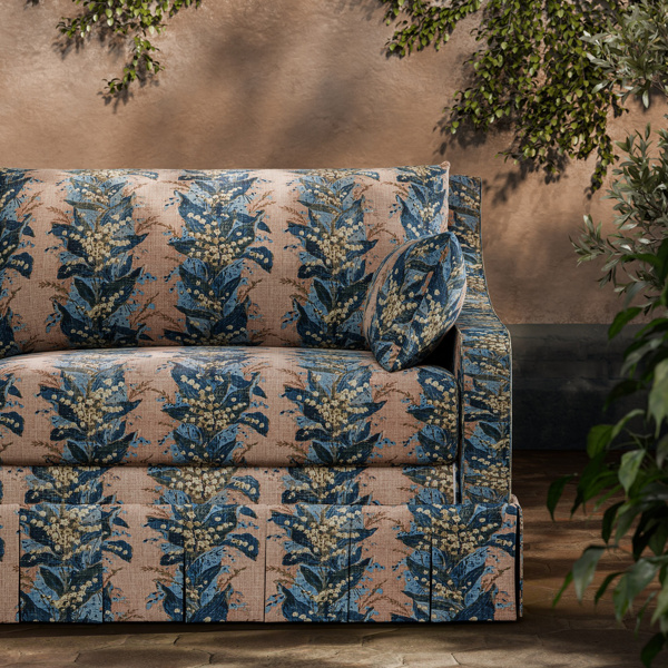 Lily Stripe Archive Coral Fabric by Zoffany