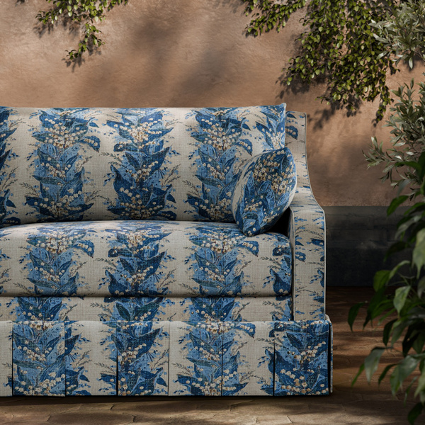 Lily Stripe Chalk/Blue Stone Fabric by Zoffany