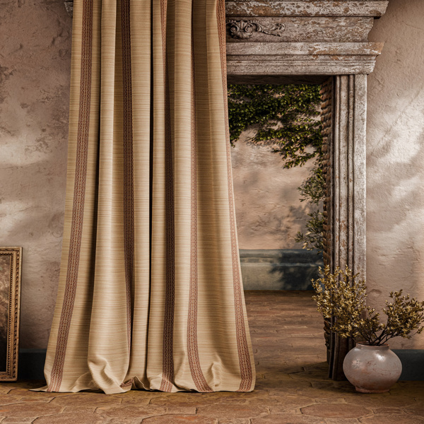 Bellagio Stripe Sandstone/Russet Fabric by Zoffany