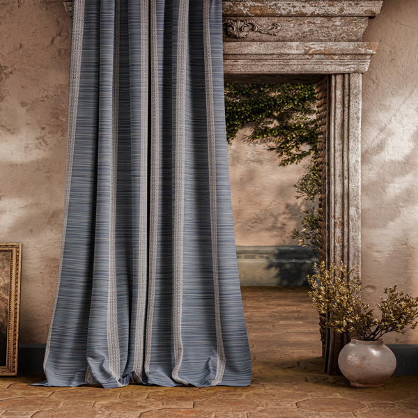 Bellagio Stripe Blue Stone Fabric by Zoffany