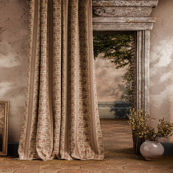Filigree Bellagio Stripe Sandstone/Russet Fabric by Zoffany