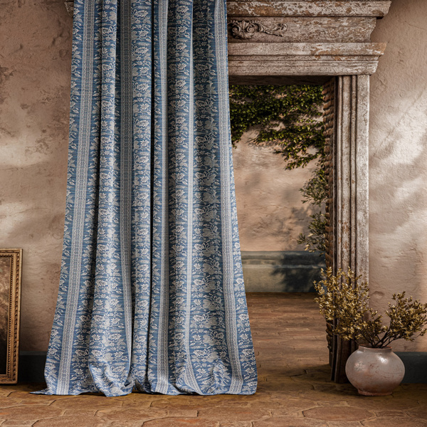 Filigree Bellagio Stripe Blue Stone Fabric by Zoffany