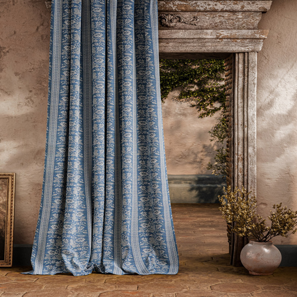 Filigree Bellagio Stripe Azure Fabric by Zoffany
