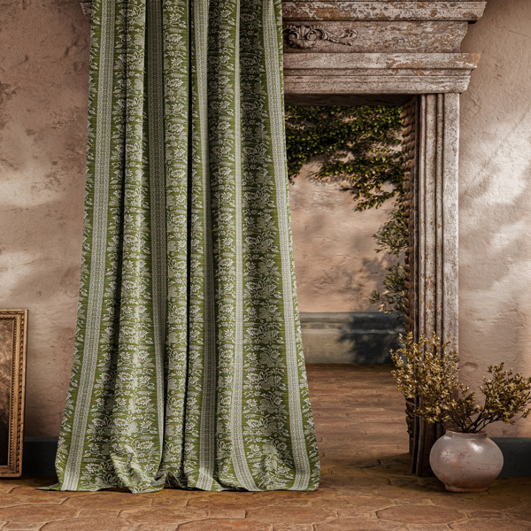 Filigree Bellagio Stripe Evergreen Fabric by Zoffany