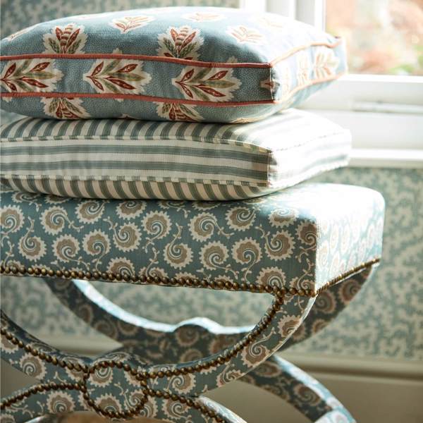 Pinetum Stripe Blue Clay Fabric by Sanderson