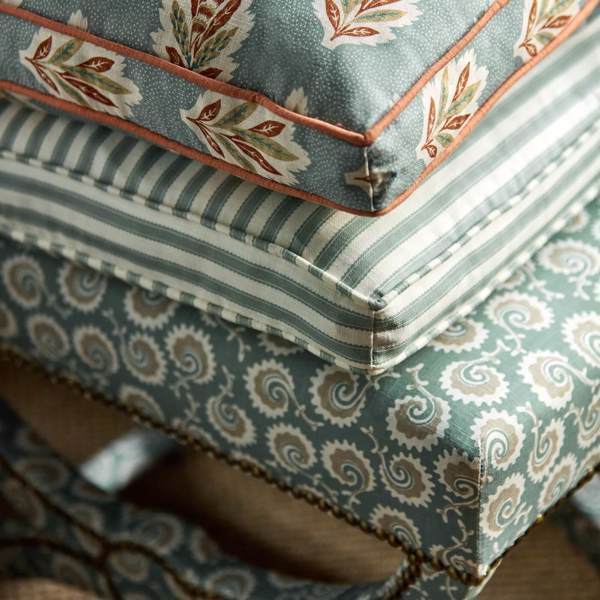 Pinetum Stripe Blue Clay Fabric by Sanderson