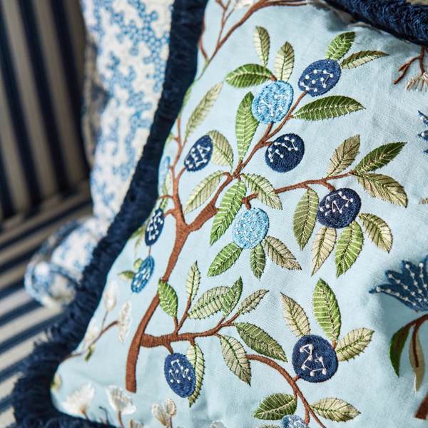 Foraging Embroidery Dawn Blue Fabric by Sanderson